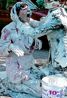 Two horny sexy fetish girls getting dirty on the street