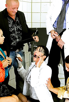 Urinating pretty chicks inspected by very horny doctors