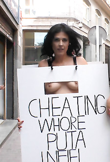 Cheating Wife's Big Hot Ass Shamed Fully Naked In Public Display