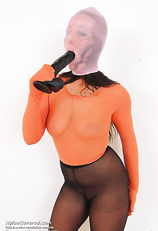 Ella gets eager covered in nylon