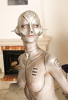 Crazy silver alien girl